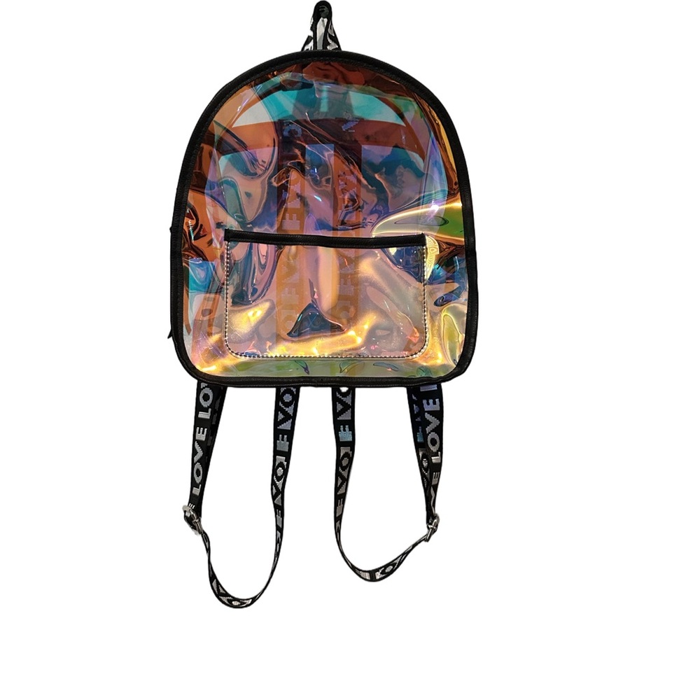 Holographic Mini Backpack with Black “Love” Straps